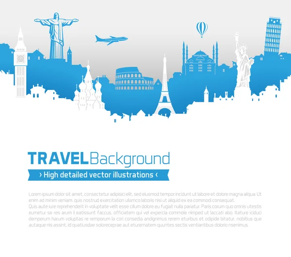 Modèle de page Skyline de voyage — Image vectorielle