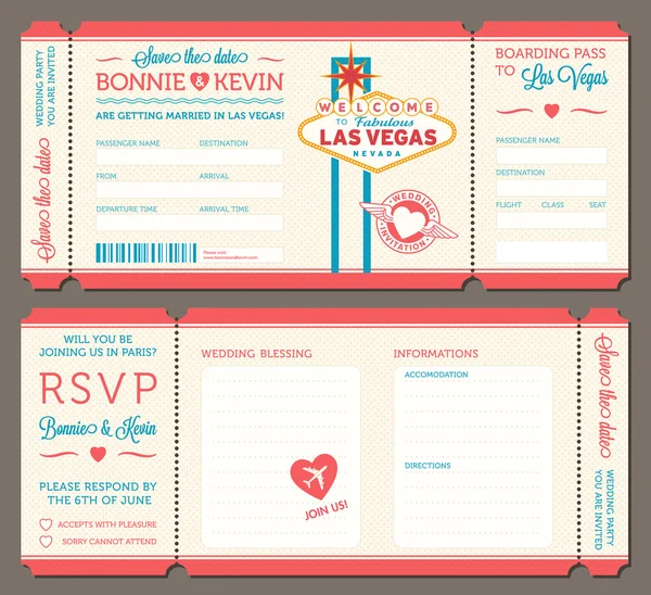 Las Vegas Wedding Invitation - Stok Vektor