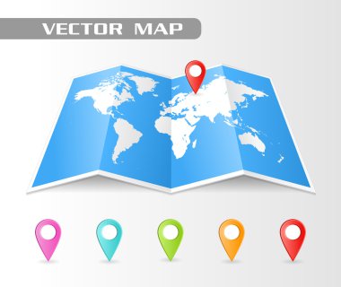 vector Folded map of the world clipart