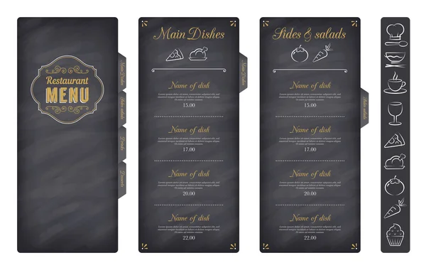 Modello di menu ristorante vettoriale nero — Vettoriale Stock