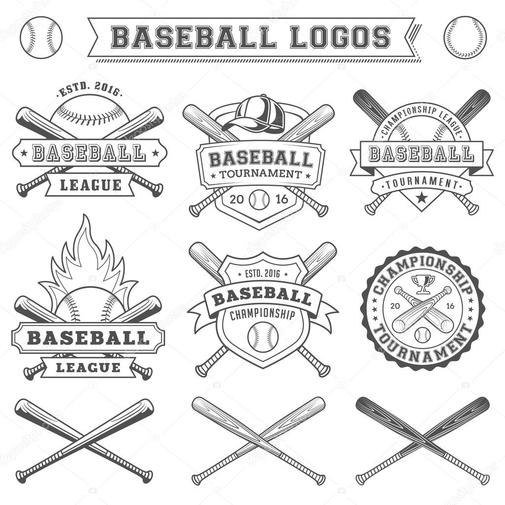 Black and White Vector Baseball logo and insignias