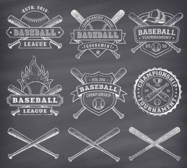 Vector Chalkboard Baseball Logos clipart