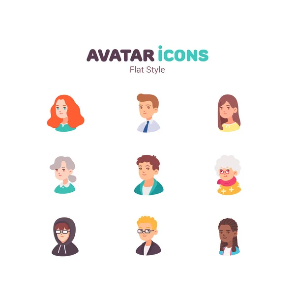 People Avatar Color Flat Icons Design — Stock Vector