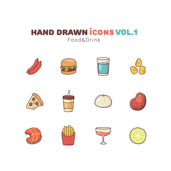 Food and drink hand drawn doodles, vector background