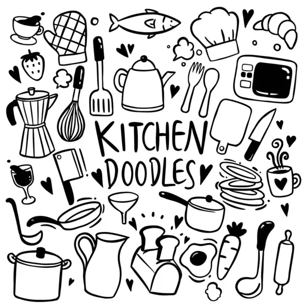 Κουζίνα Χέρι Doodles Διάνυσμα — Διανυσματικό Αρχείο
