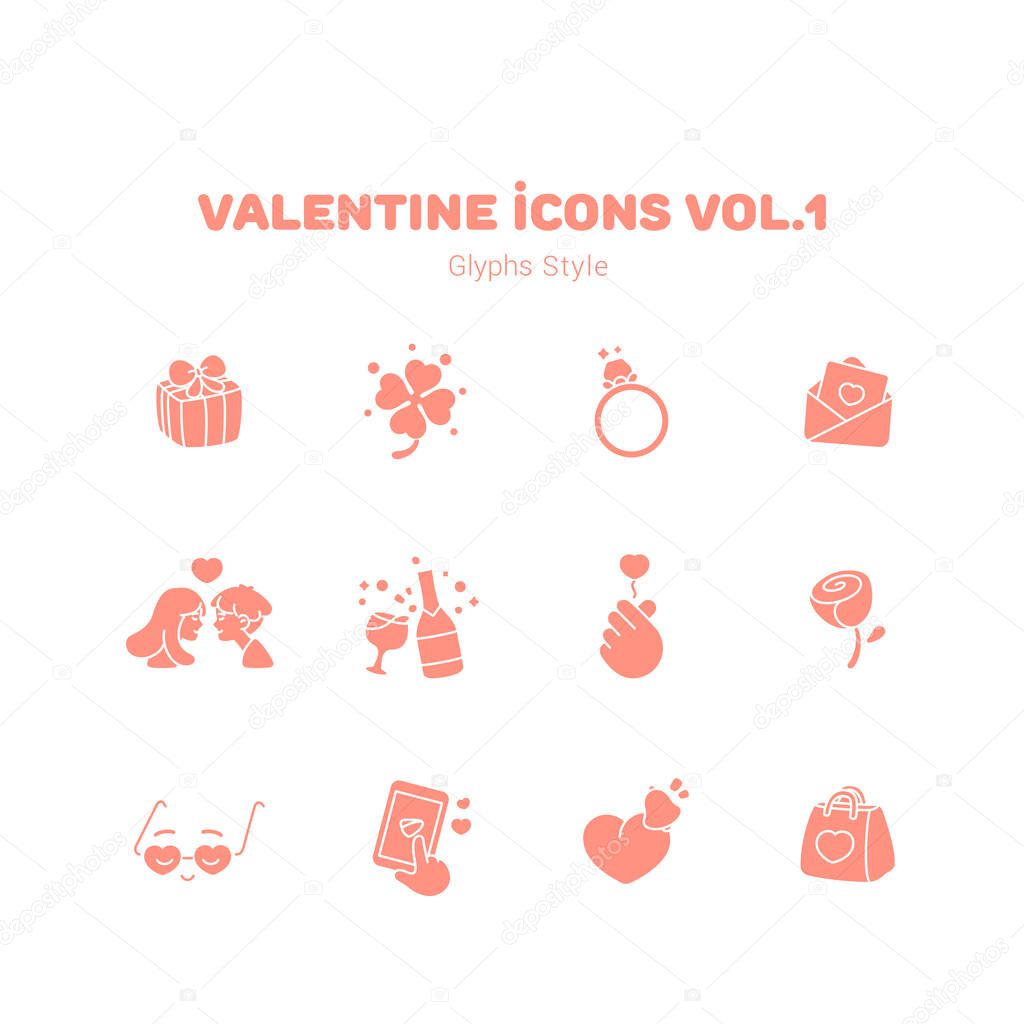 Valentine icons set, vector