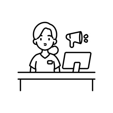 Dizüstü bilgisayarı olan kadın vektör çizimi