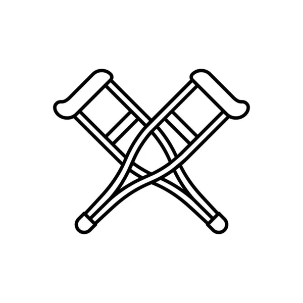 Icône Béquilles Schéma Médical Civière Vecteur Symbole Illustration Stock — Image vectorielle
