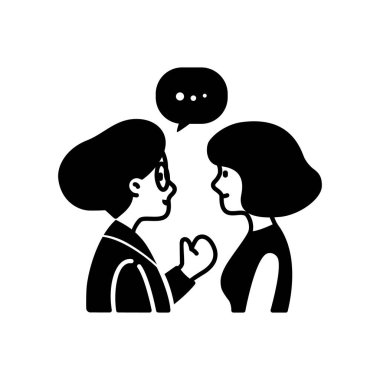 Konuşma kabarcığı vektör çizimi olan çift