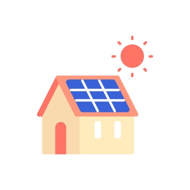 Güneş enerjisi ikonu. Çevre dostu yenilenebilir kaynak.