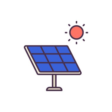 Güneş paneli simgesi. Web için enerji vektör simgelerinin özet çizimi