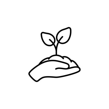 Bir bitki simgesini tutan eller. vektör illüstrasyonu