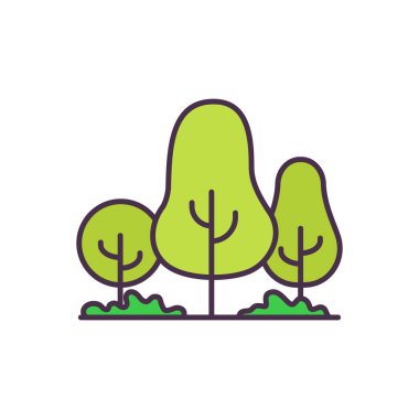 Orman ağaçları ikon vektör çizimi tasarımı