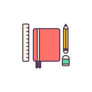 kalem ve kitap ikonu vektör çizimi tasarımı