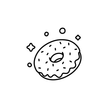 Çörek ikonu. Fırın sembolü. Tatlı yemek ve içecek teması. Yalnız tasarım. vektör illüstrasyonu