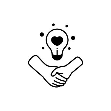 Ampul simgesi vektör illüstrasyon tasarımı ile el sıkışma