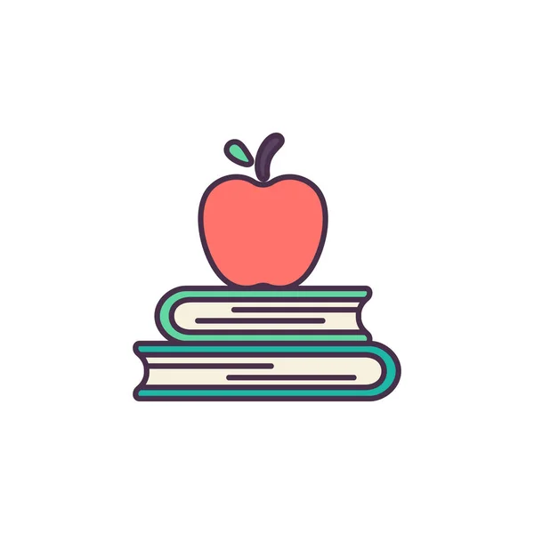 Book Apple Icon Education Knowledge Theme Colorful Design Vector Illustration — Stock Vector