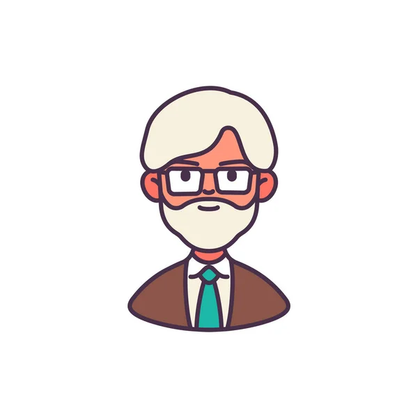 Homem Negócios Com Óculos Desenho Ilustração Vetorial Tie — Vetor de Stock