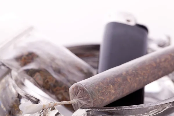 Close up of marijuana and smoking paraphernalia Stock Photo