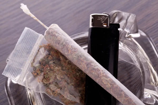 Close up of marijuana and smoking paraphernalia Stock Photo