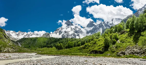 Panoramautsikt Över Adyl Floden Dzhan Tugan Och Andra Berg Prielbrusie — Stockfoto