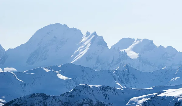 Snow Covered Greater Caucasus Mountains Winter Sunny Day View Elbrus — Stock Photo, Image