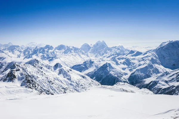 Schneereicher Winter Großkaukasus Bei Sonnigem Wetter Blick Von Der Skipiste — Stockfoto