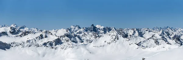 Hiver Enneigé Montagnes Grand Caucase Par Temps Ensoleillé Vue Piste — Photo