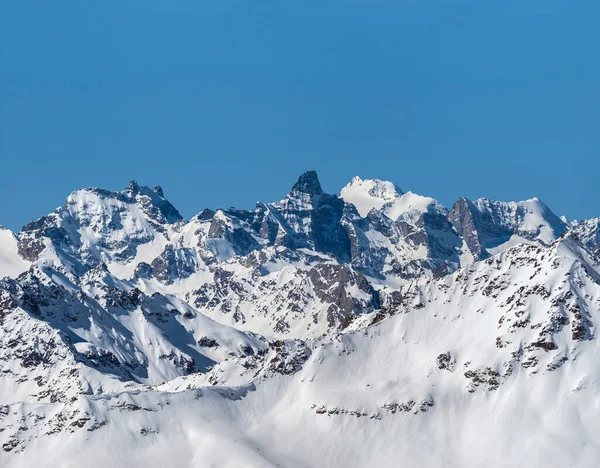 Schneereicher Winter Großkaukasus Bei Sonnigem Tag — Stockfoto