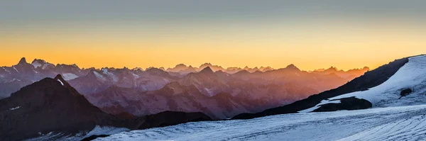 Montagnes Caucase Près Elbrus Après Coucher Soleil Vue Panoramique Depuis — Photo
