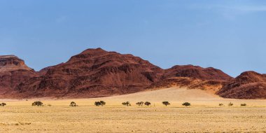 Naukluft dağlarındaki güzel çöl manzarası, Sossusvlei, Namib Naukluft Ulusal Parkı, Namibya