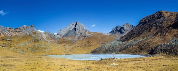 Panoramautsikt Över Kicho Tal Issjö 4600 Vintern Solig Dag Annapurna — Stockfoto