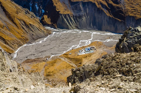 Vue Aérienne Thorund Phedi Thorung Pass Circuit Trek Annapurna Népal — Photo