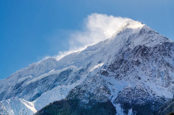 Snow Covered Nilgiri Summit Sunny Day Kali Gandaki Valley Annapurna — Stock Photo, Image