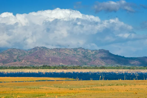 Uda Walawe Reservoir Mountains Horizon Udawalawe National Park Sri Lanka — Stock Photo, Image