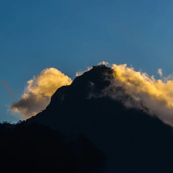 Sunset View Great Adam Peak Sri Pada Clouds Dalhousie Village — Stock Photo, Image