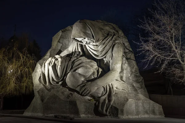 Volgograd Russia March 2020 Night View Grieving Mother Mother Son — 图库照片