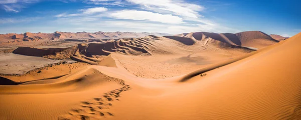 Blick Auf Die Orangefarbenen Dünen Von Sossusvlei Unter Blauem Himmel — Stockfoto