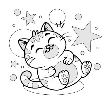 Mutlu Kedi Çizgisi Renklendirme Sanatı