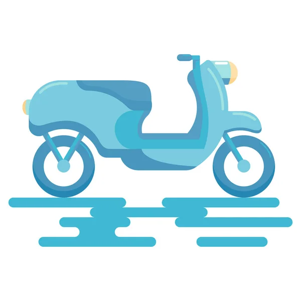 Flache Stil-Ikone des blauen Oldtimer-Rollers für die Reise oder die Zustellung nach Hause. Cartoon Motorrad isoliert auf weißem Hintergrund. — Stockvektor