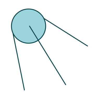 Tatlı çizgi film uzay uydusu. Karalama el çizimi biçiminde simge. 