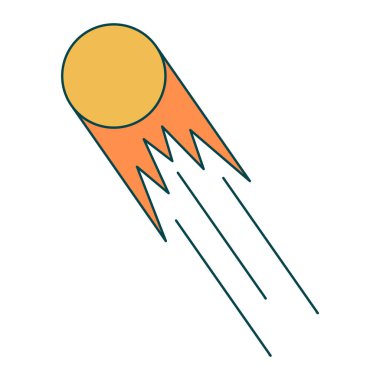 Tatlı çizgi film uzay kuyrukluyıldızı. Karalama el çizimi biçiminde simge. 