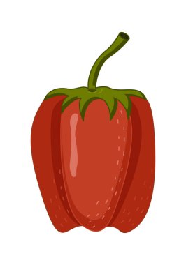 Beyaz arkaplanda izole edilmiş kırmızı dolma biber düz bir şekilde vektör illüstrasyonu.