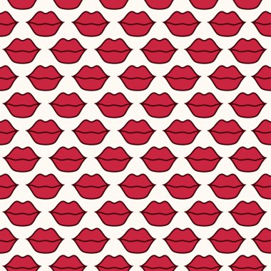 Kırmızı dudaklar ile vektör seamless modeli