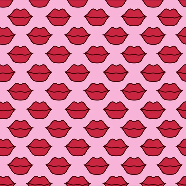 붉은 입술으로 완벽 한 패턴 벡터 — 스톡 벡터