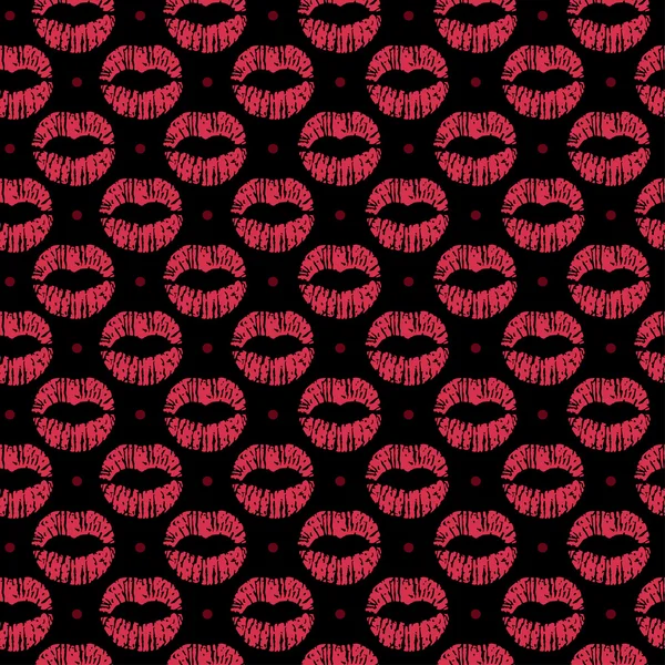 Patrón sin costura vectorial con impresiones de labios rojos — Archivo Imágenes Vectoriales