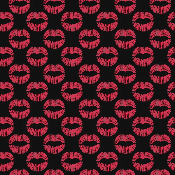 Patrón sin costura vectorial con impresiones de labios rojos — Archivo Imágenes Vectoriales