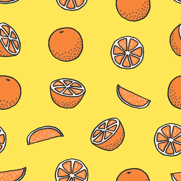 Vektör Serbest çizilmiş karikatür portakal ile seamless modeli