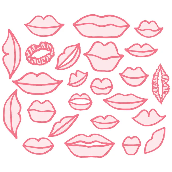 Conjunto de labios dibujados a mano alzada — Vector de stock