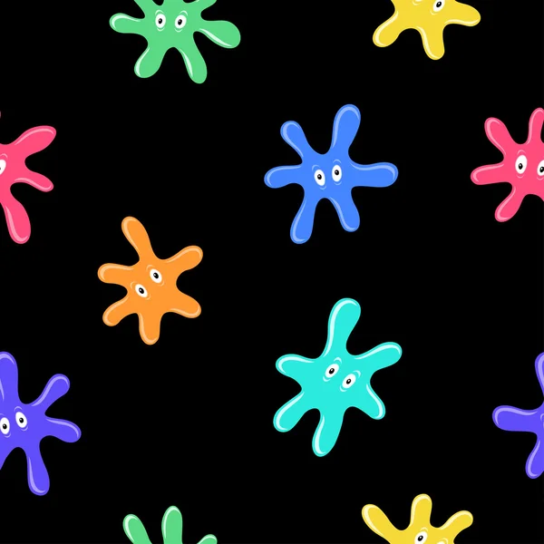 Siyah arka plan üzerine komik lekesi ile sorunsuz vektör desen